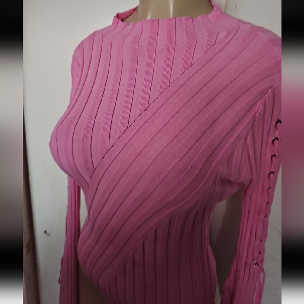 Fashion Nova Vibrant Pink Ribbed Bodysuit - Picture 2 of 3